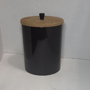 Black Tin Canister with Wooden Lid